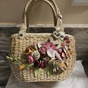 Brighton straw bucket purse